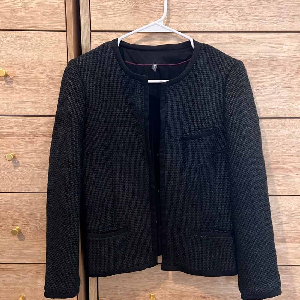 NAF NAF Paris - Black Tweed-Style Weave Blazer